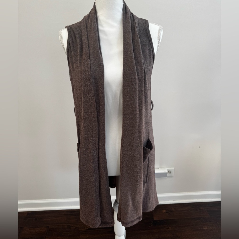 Brown Sleeveless Open Front Cardigan